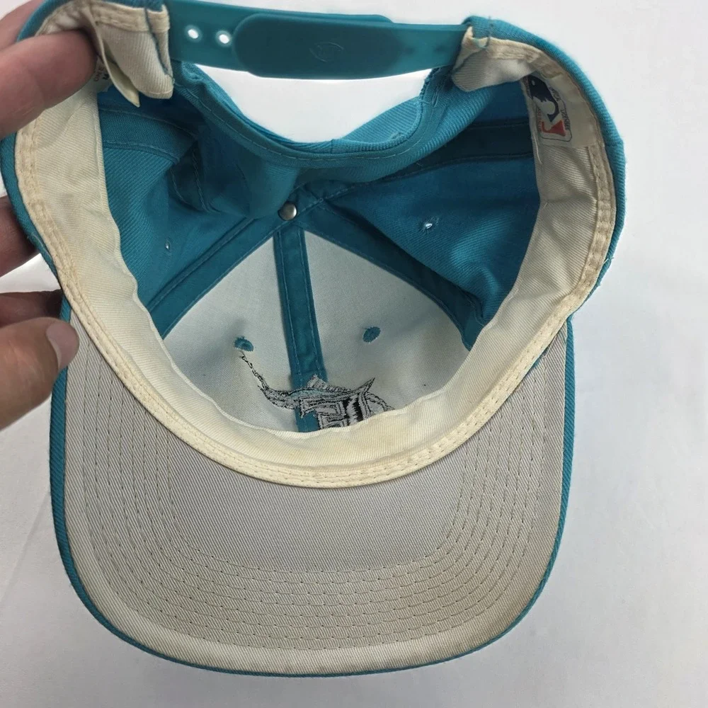 Vintage Florida Marlins Hat Cap Snap Back Mens One Size Teal MLB Baseball 90s